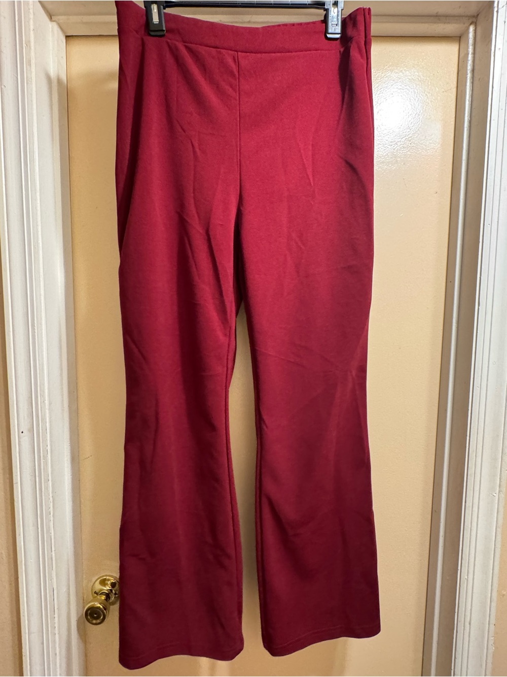 Women's Flare Ponte Pants in Deep Red